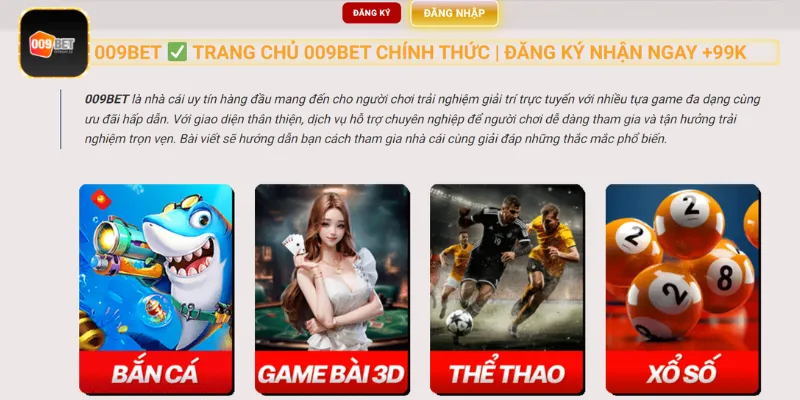 009BET là nền tảng giải trí online uy tín nhất hiện nay